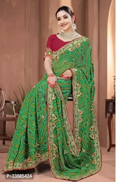 Stylish Georgette Saree with Blouse piece-thumb4