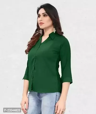 Elegant Cotton Blend Solid Shirt For Women-thumb0