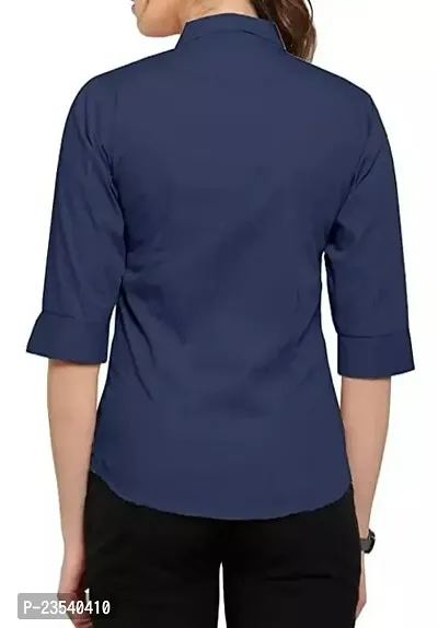 Elegant Cotton Blend Solid Shirt For Women-thumb2