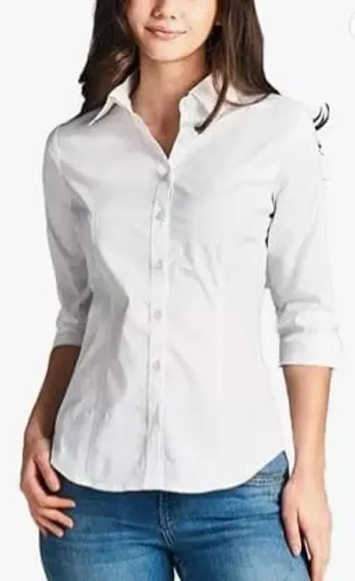 Elegant Blend Solid Shirt For Women