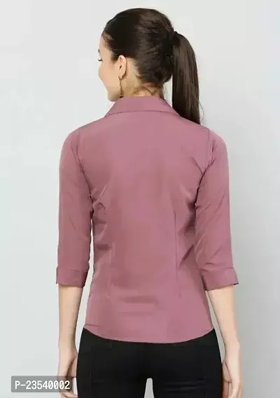 Elegant Cotton Blend Solid Shirt For Women-thumb2