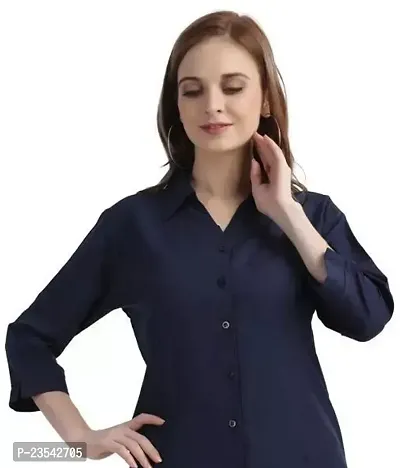 Elegant Cotton Blend Solid Shirt For Women-thumb0