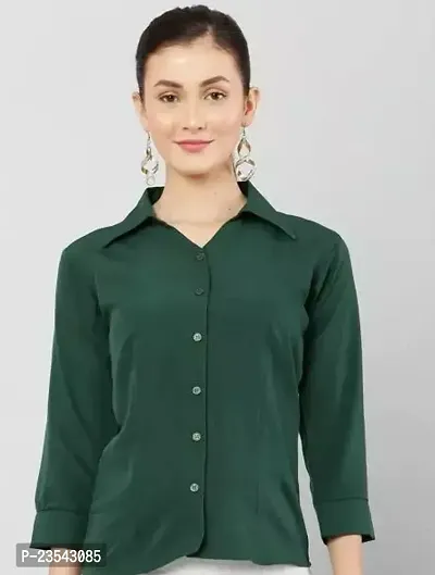 Elegant Cotton Blend Solid Shirt For Women-thumb0