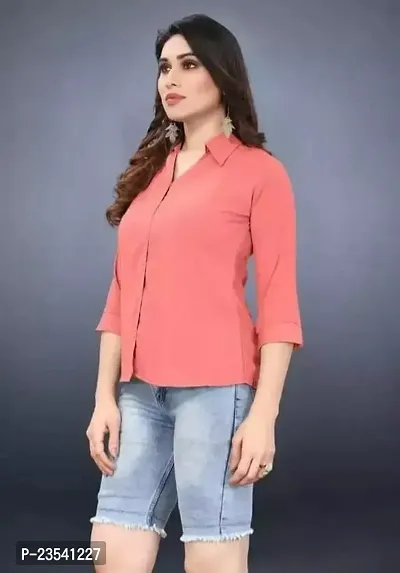 Elegant Cotton Blend Solid Shirt For Women-thumb0