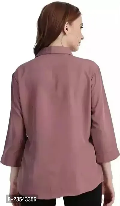 Elegant Cotton Blend Solid Shirt For Women-thumb2