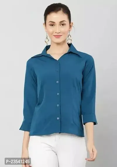 Elegant Cotton Blend Solid Shirt For Women-thumb0