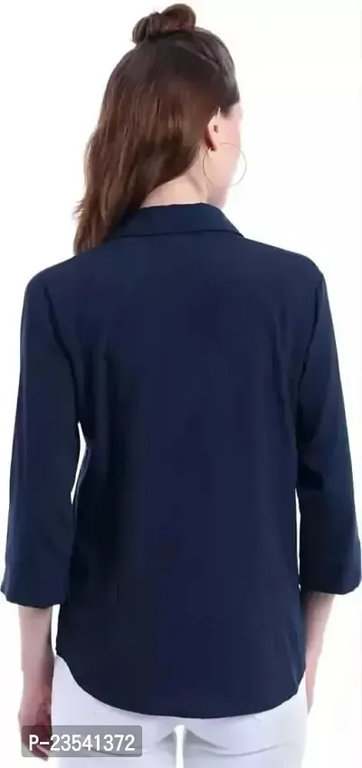 Elegant Cotton Blend Solid Shirt For Women-thumb2