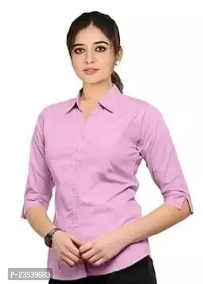 Elegant Cotton Blend Solid Shirt For Women