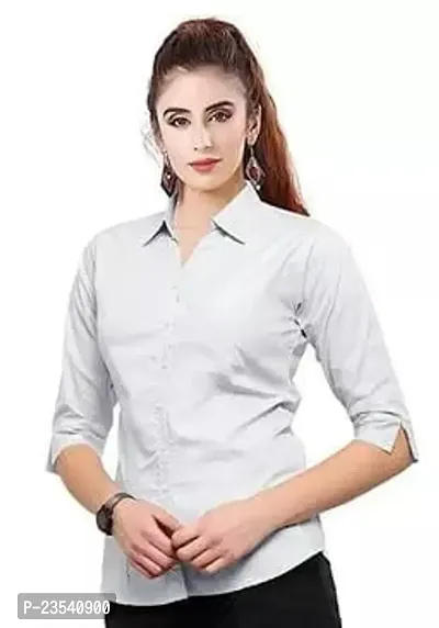 Elegant Cotton Blend Solid Shirt For Women-thumb0