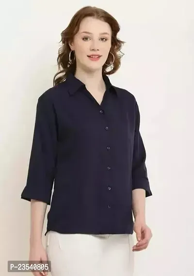 Elegant Cotton Blend Solid Shirt For Women-thumb0