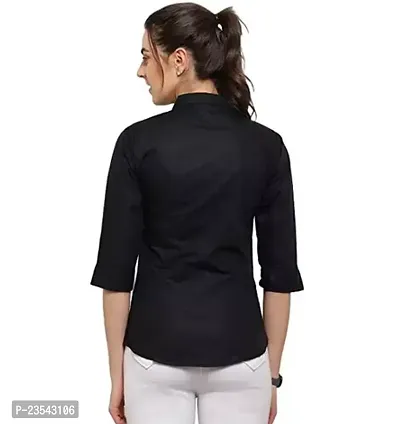 Elegant Cotton Blend Solid Shirt For Women-thumb2