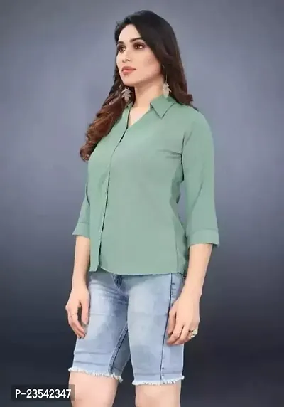 Elegant Cotton Blend Solid Shirt For Women-thumb0