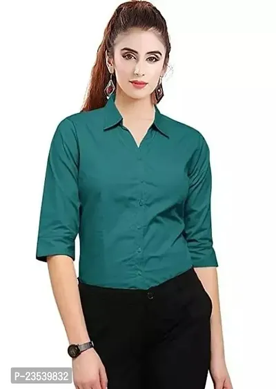 Elegant Cotton Blend Solid Shirt For Women-thumb0