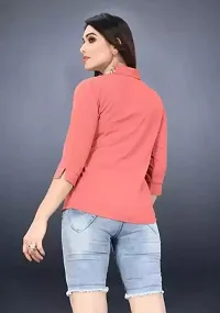 Elegant Cotton Blend Solid Shirt For Women-thumb1