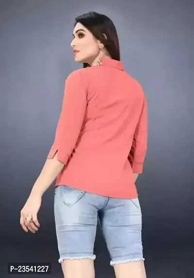 Elegant Cotton Blend Solid Shirt For Women-thumb2