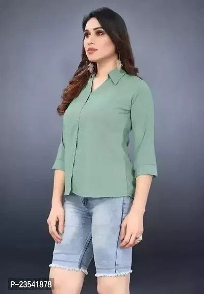 Elegant Cotton Blend Solid Shirt For Women-thumb0