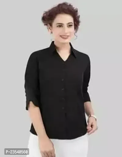 Elegant Cotton Blend Solid Shirt For Women