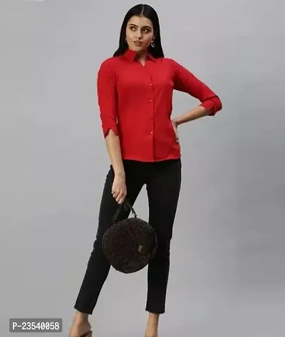 Elegant Cotton Blend Solid Shirt For Women-thumb0