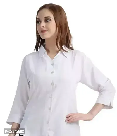 Elegant Cotton Blend Solid Shirt For Women-thumb0