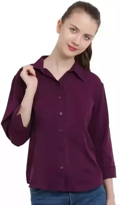 Elegant Blend Solid Shirt For Women