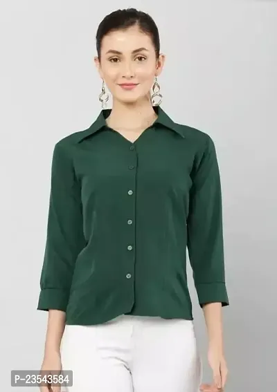 Elegant Cotton Blend Solid Shirt For Women-thumb0