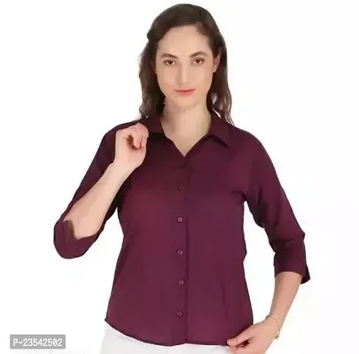 Elegant Cotton Blend Solid Shirt For Women