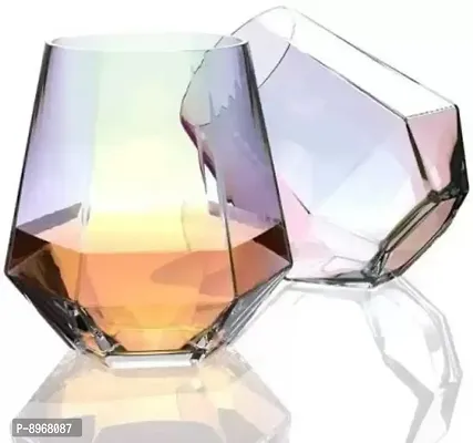 Diamond Shape Plastic UNBREAKABLE Water Glasses  (Pack of 6)-thumb0