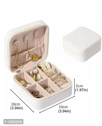 Trendy White PU Leather Solid Jewellery Organiser Box