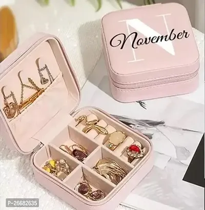 Trendy Pink PU Leather Solid Jewellery Organiser Box-thumb0