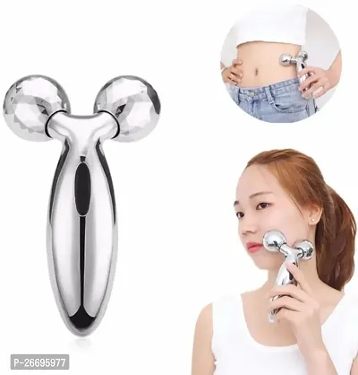 3D Manual Roller for Face 3d Massager Roller 360 Rotate Silver Thin Face Full Body Shape Lifting Wrinkle Remover Facial Massage Relaxation Tool 2 Wheel Shaping Skin Tightening Massager Facial Massager-thumb0