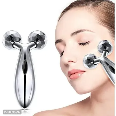 3D Manual Roller for Face 3d Massager Roller 360 Rotate Silver Thin Face Full Body Shape Lifting Wrinkle Remover Facial Massage Relaxation Tool 2 Wheel Shaping Skin Tightening Massager Facial Massager-thumb0