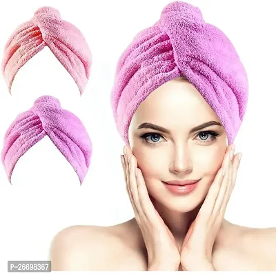 Hair Towel Wrap for Women-Quick Drying Microfiber Towel for Hair with Elastic Loop for Tying-Super Absorbent Head Towels Wrap for Ladies Hair Turban (Pack of 1)Multicolor