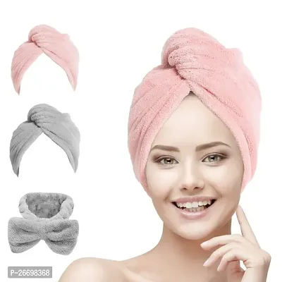 Hair Towel Wrap for Women-Quick Drying Microfiber Towel for Hair with Elastic Loop for Tying-Super Absorbent Head Towels Wrap for Ladies Hair Turban (Pack of 1)Multicolor