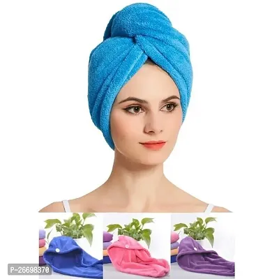 Hair Towel Wrap for Women-Quick Drying Microfiber Towel for Hair with Elastic Loop for Tying-Super Absorbent Head Towels Wrap for Ladies Hair Turban (Pack of 1)Multicolor-thumb0