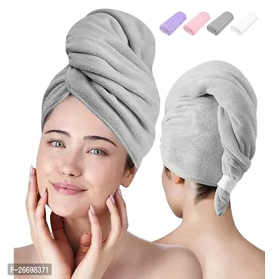 Hair Towel Wrap for Women-Quick Drying Microfiber Towel for Hair with Elastic Loop for Tying-Super Absorbent Head Towels Wrap for Ladies Hair Turban (Pack of 1)Multicolor-thumb0