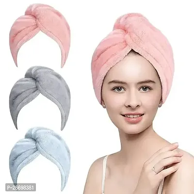 Hair Towel Wrap for Women-Quick Drying Microfiber Towel for Hair with Elastic Loop for Tying-Super Absorbent Head Towels Wrap for Ladies Hair Turban (Pack of 1)Multicolor