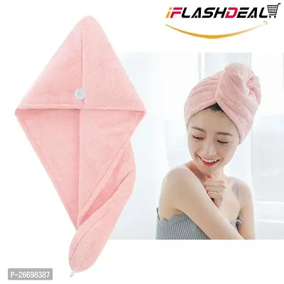 Hair Towel Wrap for Women-Quick Drying Microfiber Towel for Hair with Elastic Loop for Tying-Super Absorbent Head Towels Wrap for Ladies Hair Turban (Pack of 1)-thumb0