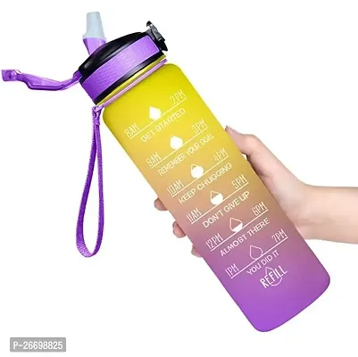 Motivational Time Marker Water Bottle 1 Litre Leakproof Durable BPA Free Non-Toxic Drinking Water Bottle for Office Outdoor Gym Fitness Sports Sipper Water Bottle-thumb0