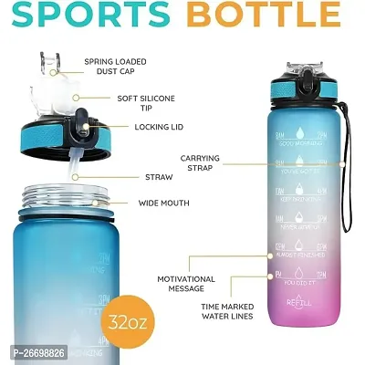 Motivational Time Marker Water Bottle 1 Litre Leakproof Durable BPA Free Non-Toxic Drinking Water Bottle for Office Outdoor Gym Fitness Sports Sipper Water Bottle