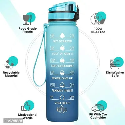 Motivational Time Marker Water Bottle 1 Litre Leakproof Durable BPA Free Non-Toxic Drinking Water Bottle for Office Outdoor Gym Fitness Sports Sipper Water Bottle