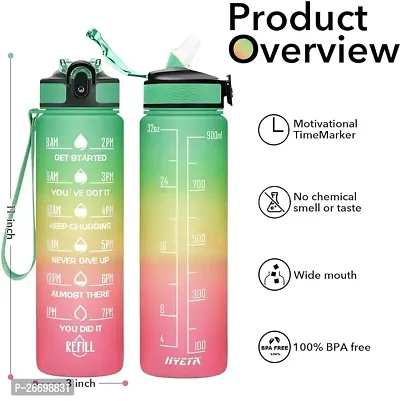 Motivational Time Marker Water Bottle 1 Litre Leakproof Durable BPA Free Non-Toxic Drinking Water Bottle for Office Outdoor Gym Fitness Sports Sipper Water Bottle