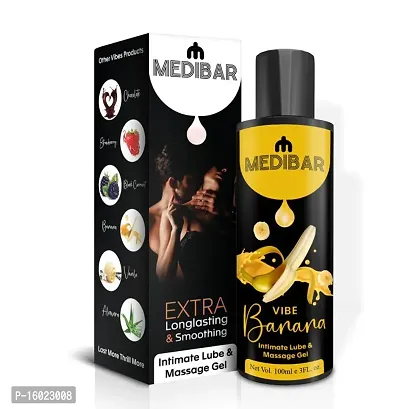 medibar Natural Banana Flavoured Compatible with condoms  toys`2 in 1 massage Gel  Lubricant  (100 ml)-thumb0