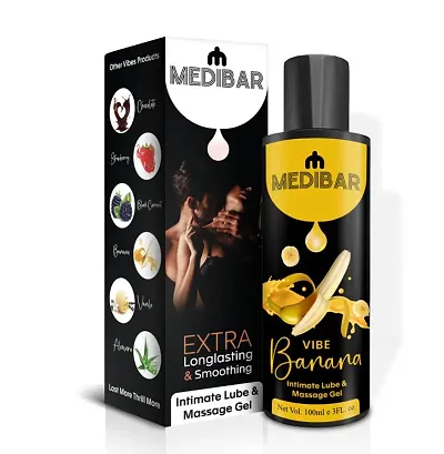 medibar Natural Banana Flavoured Compatible with condoms  toys`2 in 1 massage Gel  Lubricant  (100 ml)