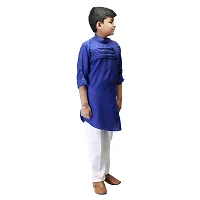 Qtsy Cotton Blend Ethnic Wear for Boy's Kurta Pajama Set Pleting Kurta for Kids Boy-Pleting Kurta_Royal_09 Royal Blue-thumb3