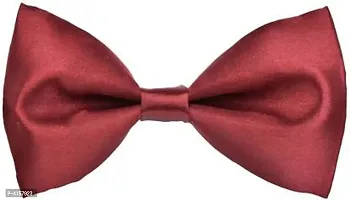 Maroon and Navy Blue Bow Solid Tie For Kid's (Pack of 2)-thumb1