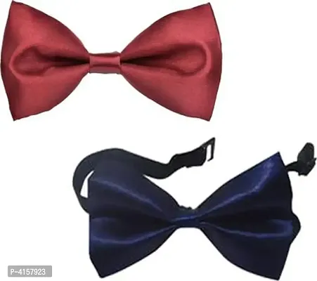 Maroon and Navy Blue Bow Solid Tie For Kid's (Pack of 2)