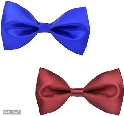 Maroon and Royal Blue Bow Solid Tie For kid's (Pack Of 2)