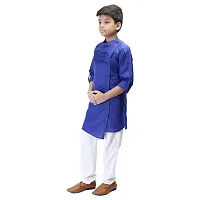 Qtsy Cotton Blend Ethnic Wear for Boy's Kurta Pajama Set Pleting Kurta for Kids Boy-Pleting Kurta_Royal_04 Royal Blue-thumb2