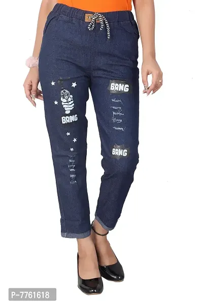 Qtsy Women's Comfort Joggers - Ankle Length Denim Jogger Pant/Trousers-thumb0