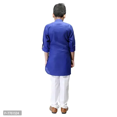 Qtsy Cotton Blend Ethnic Wear for Boy's Kurta Pajama Set Pleting Kurta for Kids Boy-Pleting Kurta_Royal_02 Royal Blue-thumb2